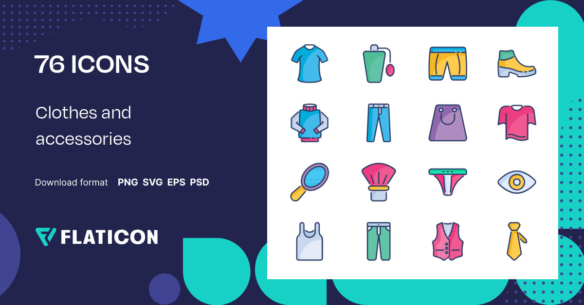 Clothes and accessories Icon Pack | Outline Color | 76 .SVG Icons