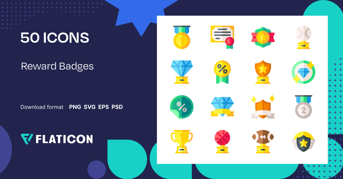 Reward Badges Icon Pack Flat 50 Svg Icons