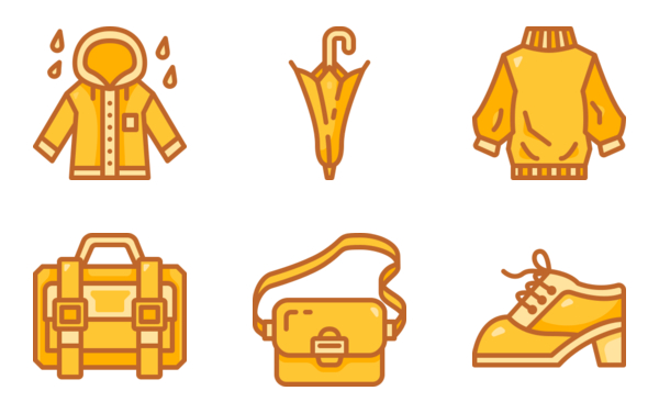 autumn clothes accesories icon pack