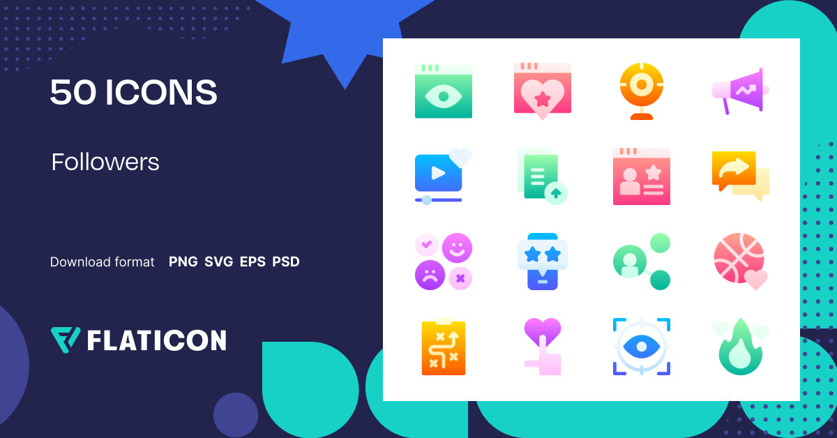 Followers Icon Pack | Gradient | 50 .SVG Icons