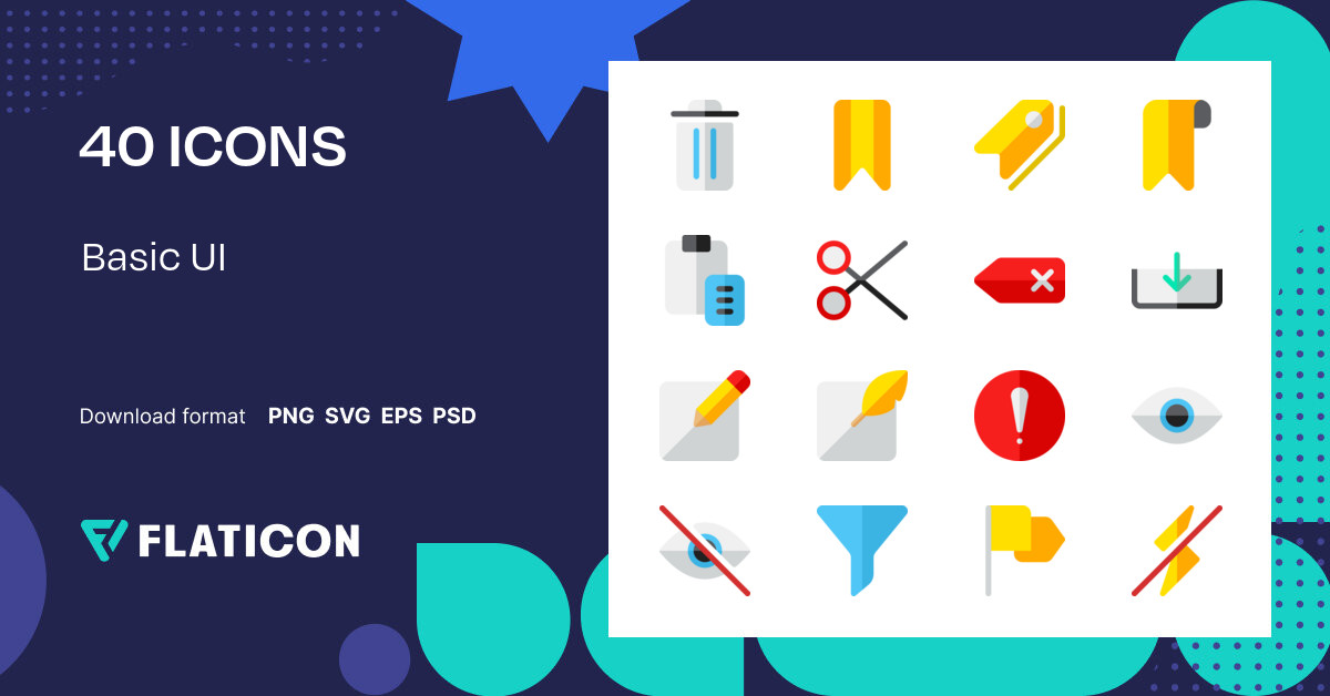 Pack de iconos Basic ui | Flat | 40 Iconos .SVG