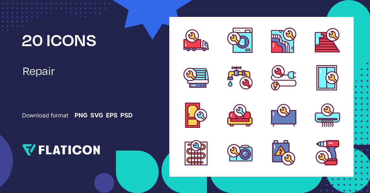 Repair Icon Pack | Outline Color | 20 .SVG Icons