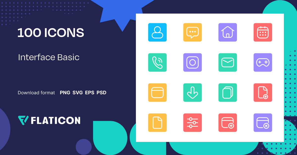 Interface Basic Icon Pack | Flat | 100 .SVG Icons