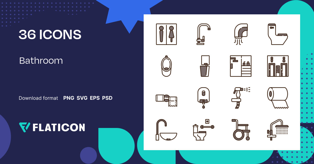 Bathroom Icon Pack | Fill & Lineal | 36 .SVG Icons