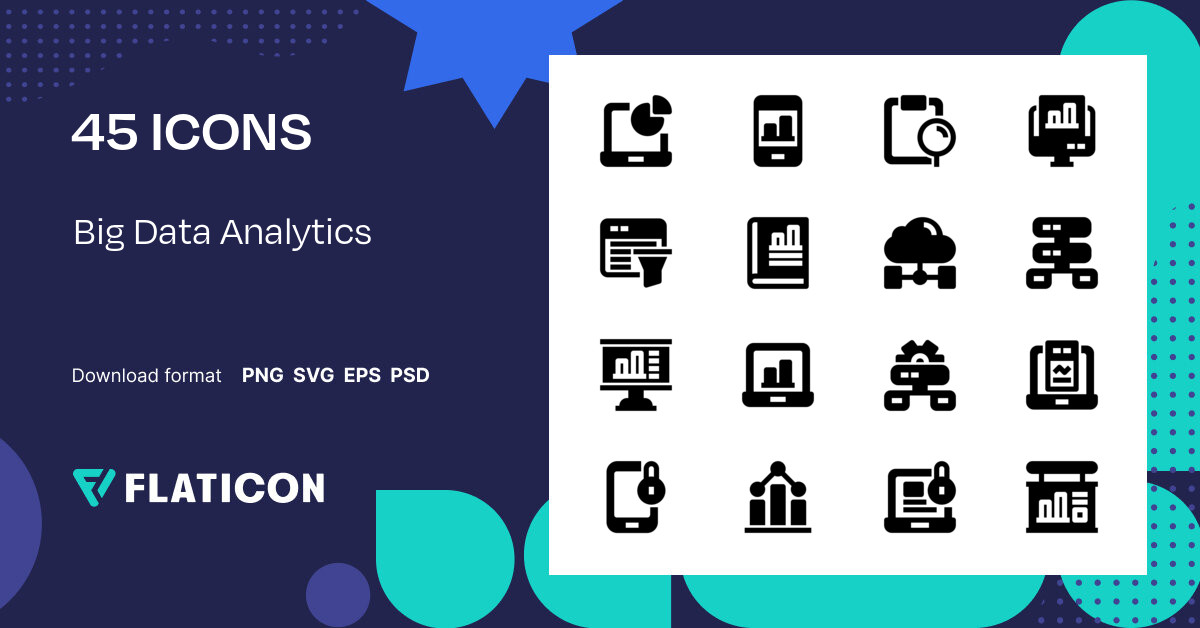 Big Data Analytics Icon Pack | Glyph | 45 .SVG Icons