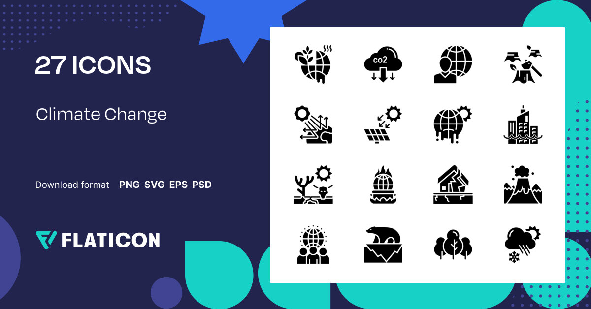 Pack De Iconos Climate Change Glyph 27 Iconos SVG