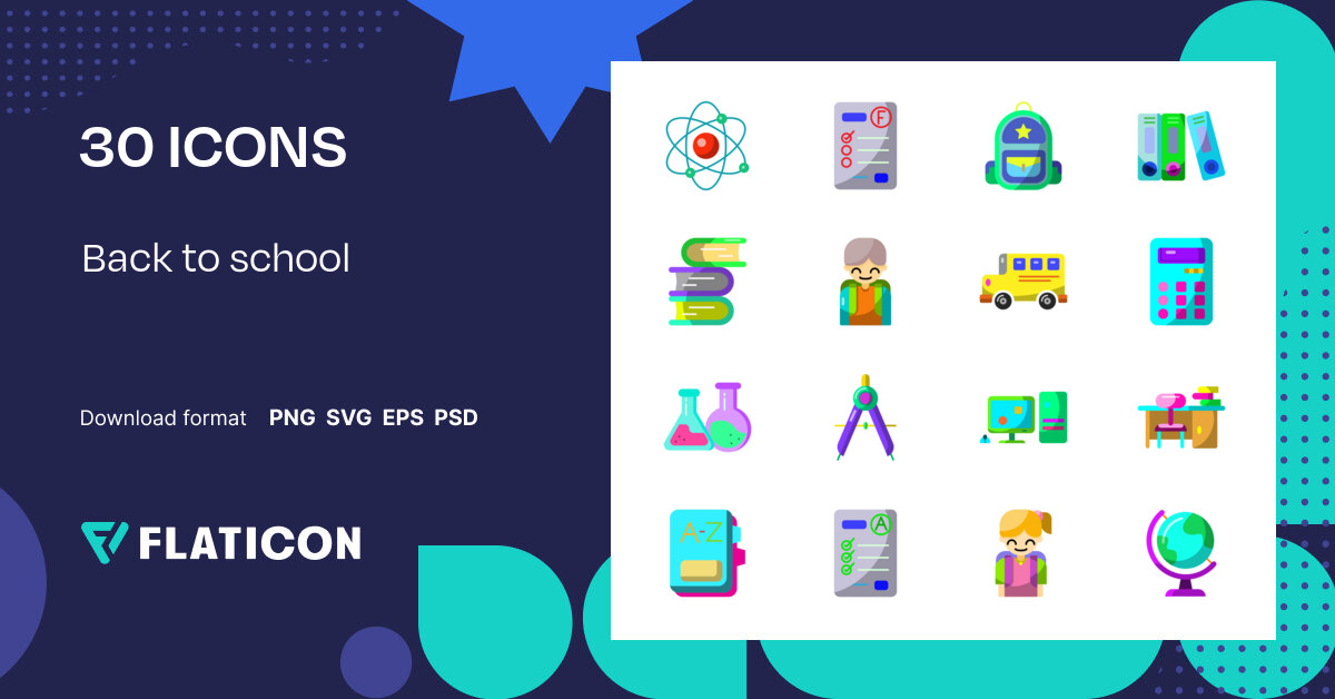 Back to school Icon Pack | Flat | 30 .SVG Icons