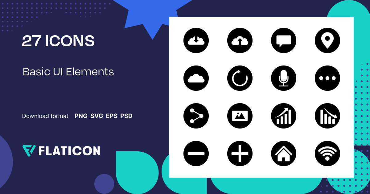 Basic UI Elements Icon Pack | Glyph | 27 .SVG Icons