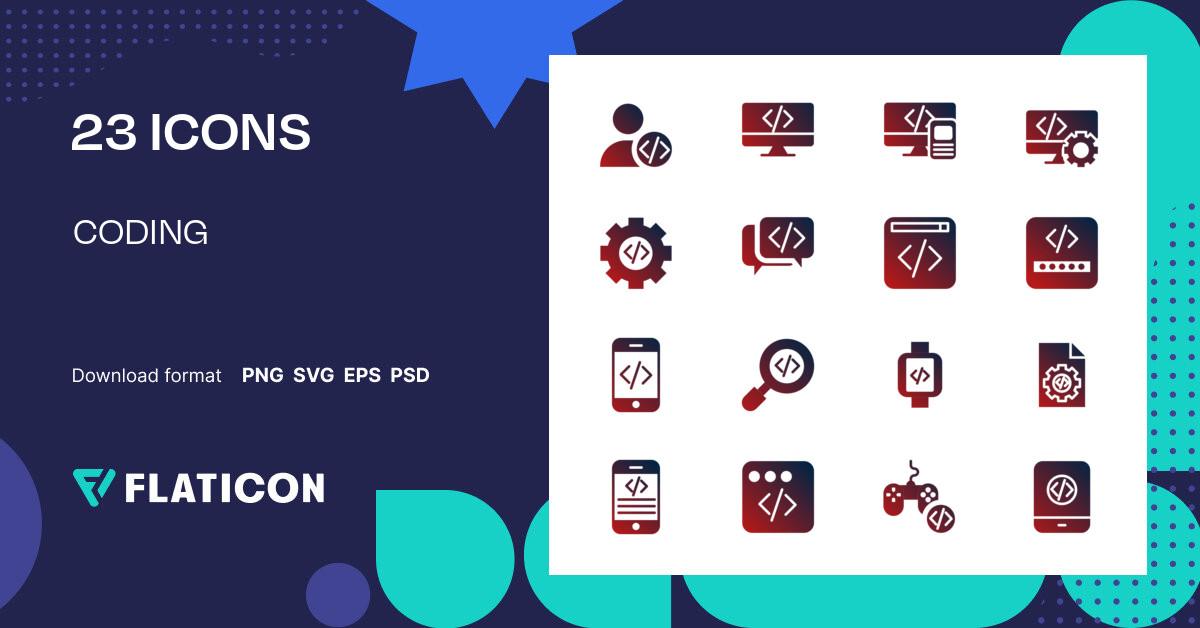 CODING Icon Pack | Flat Gradient | 23 .SVG Icons