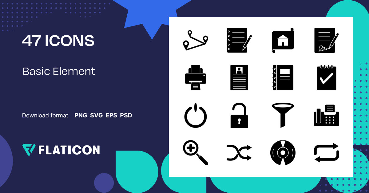 Basic Element Icon Pack | Glyph | 47 .SVG Icons