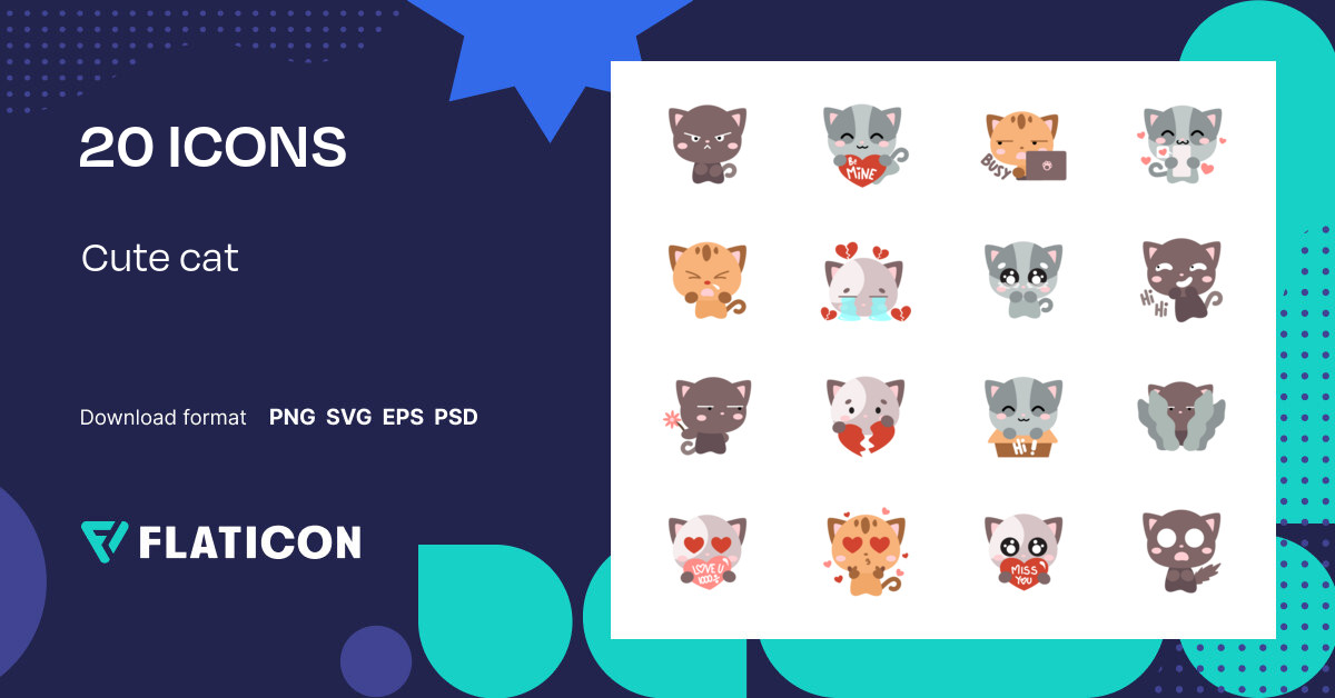 Cat Icon, Small & Flat Iconpack