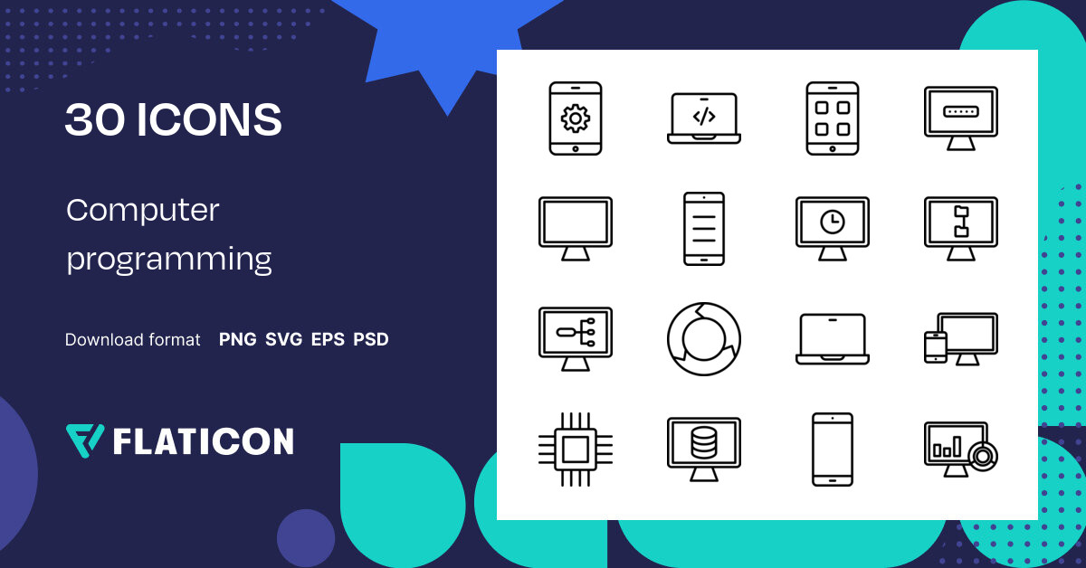 Computer programming Icon Pack | Detailed Outline | 30 .SVG Icons