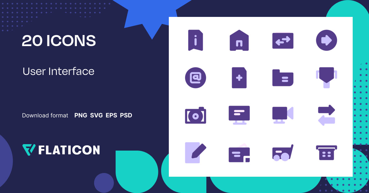 User Interface Icon Pack | Flat | 20 .SVG Icons