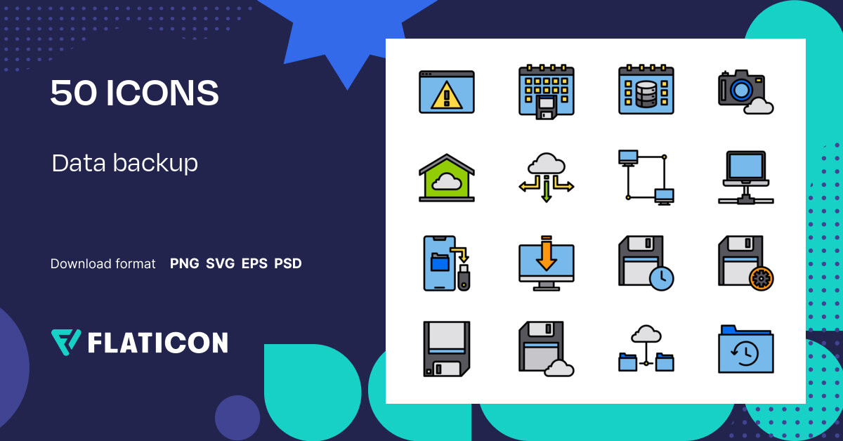 Data backup Icon Pack | Lineal Color | 50 .SVG Icons