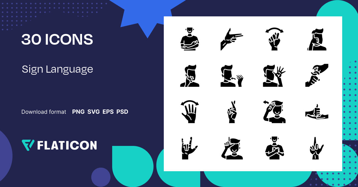 Sign Language Icon Pack | Fill | 30 .SVG Icons