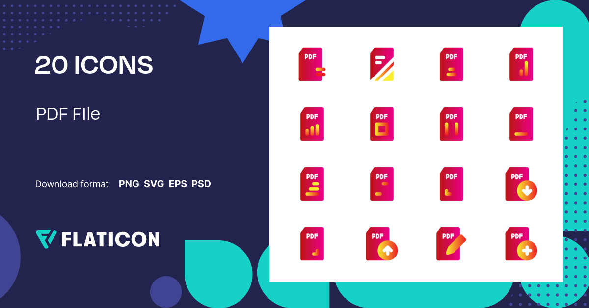 PDF FIle Icon Pack | Flat Gradient | 20 .SVG Icons