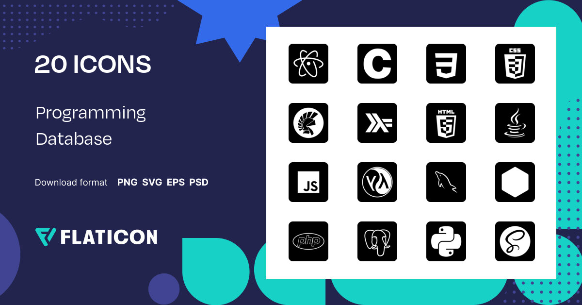 Programming Database Icon Pack | Square | 20 .SVG Icons