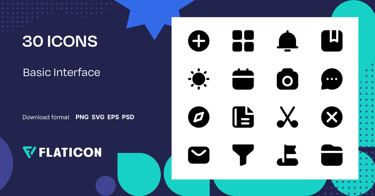 Pack de iconos Basic interface | Glyph | 30 Iconos .SVG