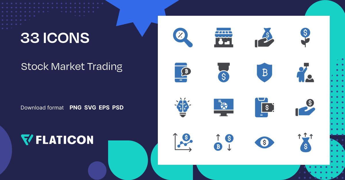 Stock Market Trading Icon Pack | Blue | 33 .SVG Icons