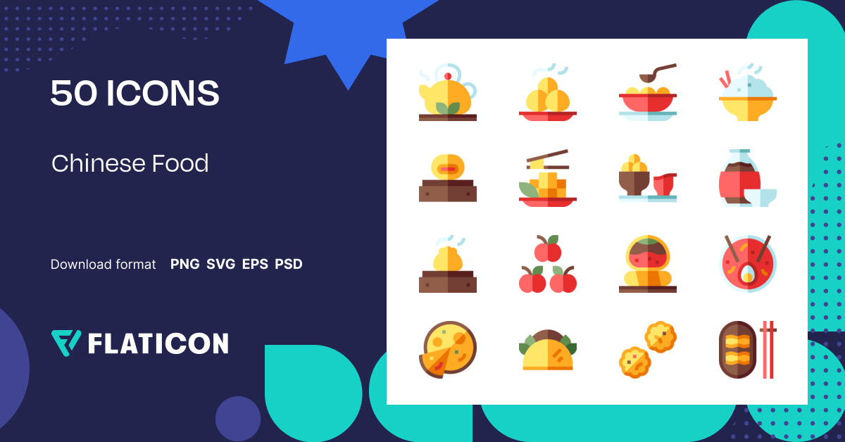 Chinese Food Icon Pack | Flat | 50 .SVG Icons