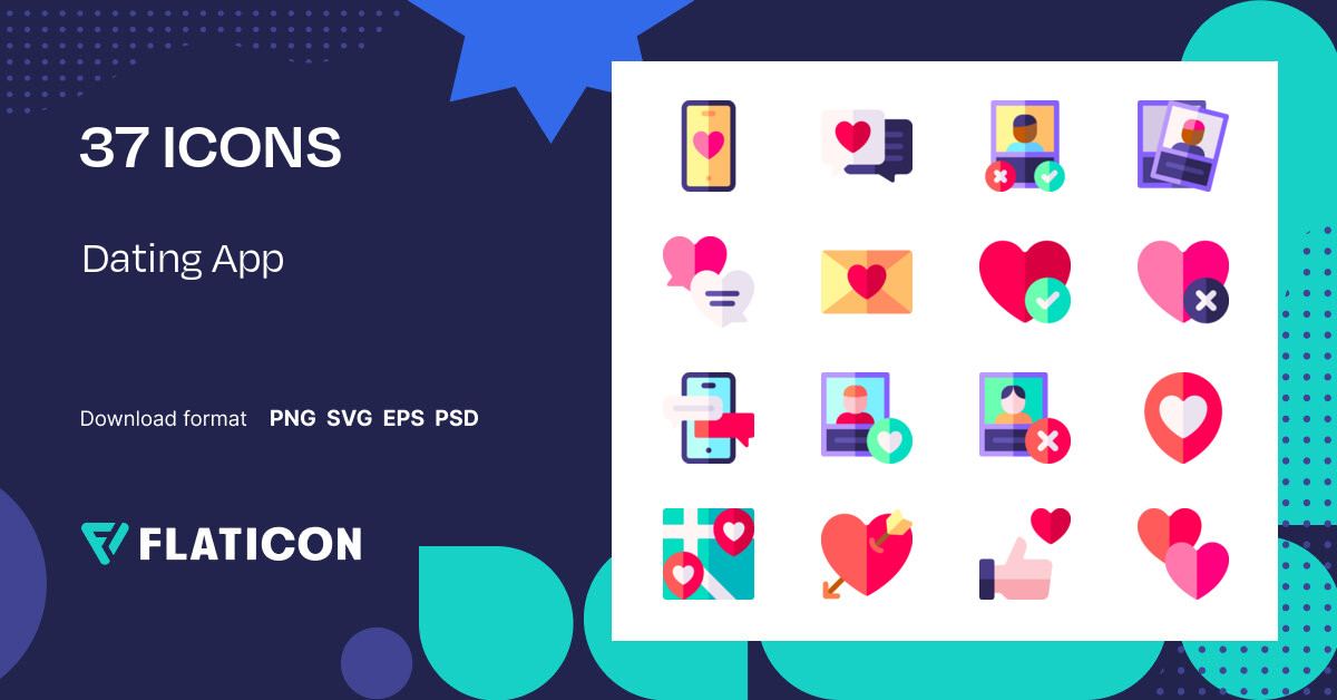 Dating App Icon Pack | Flat | 37 .SVG Icons