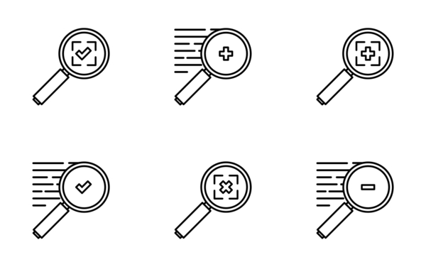 magnifying glass icon with multiple purposes