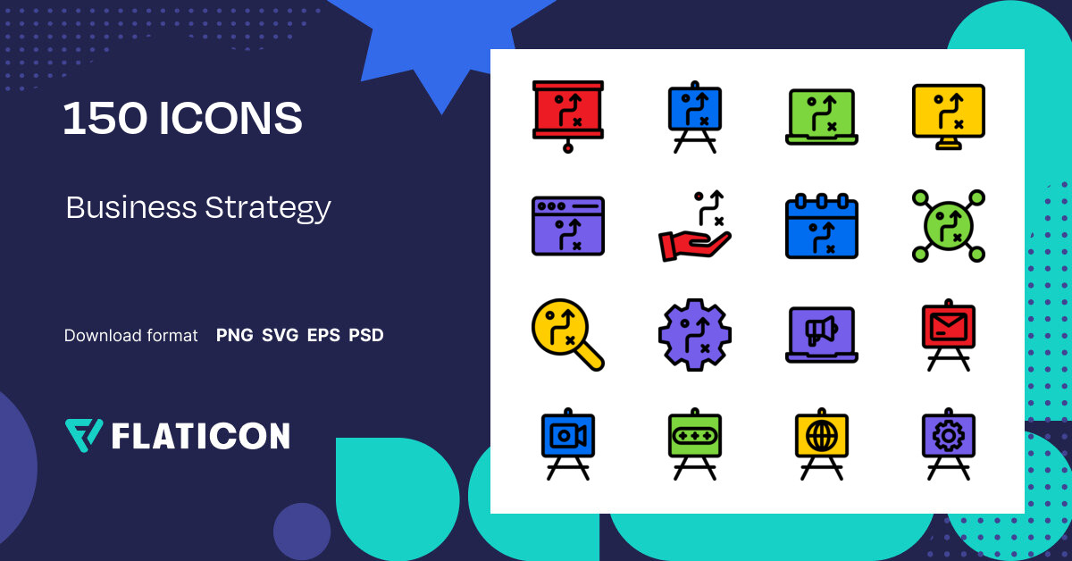 Pack De Iconos Business Strategy | Outline Color | 150 Iconos .SVG