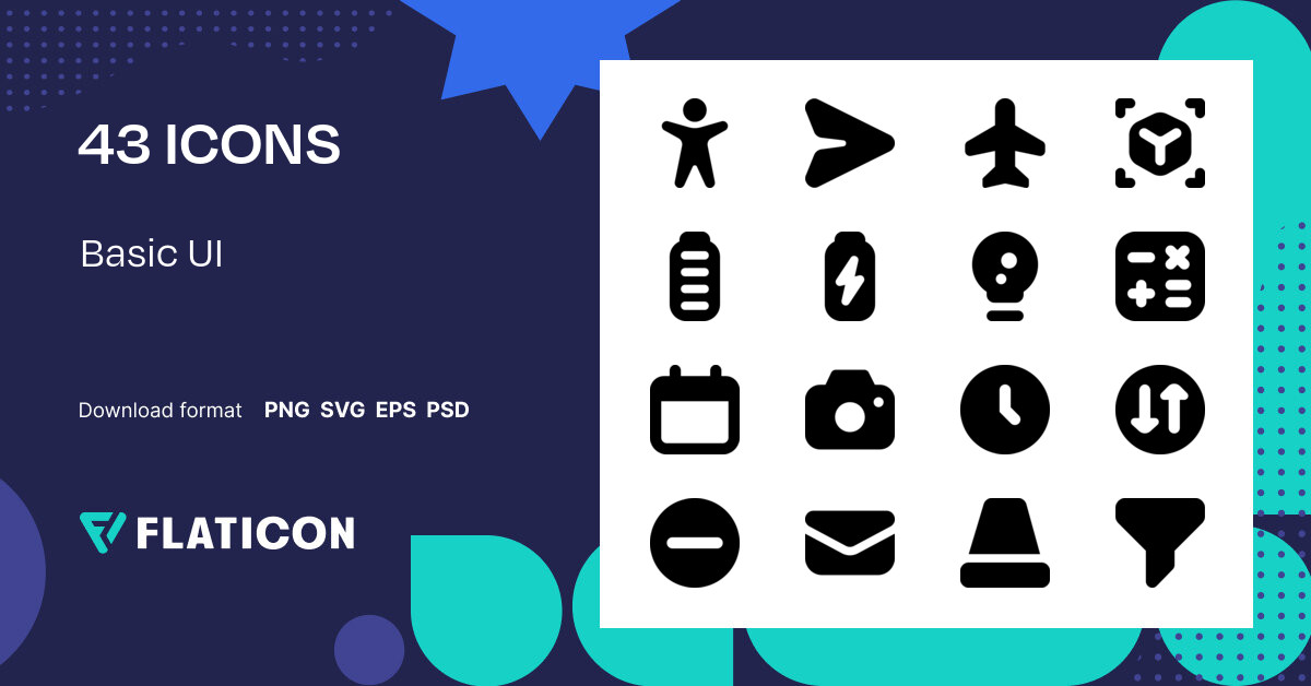 Basic UI Icon Pack | Glyph | 43 .SVG Icons