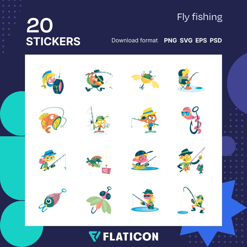 Pack of free Fly fishing stickers (SVG, PNG)