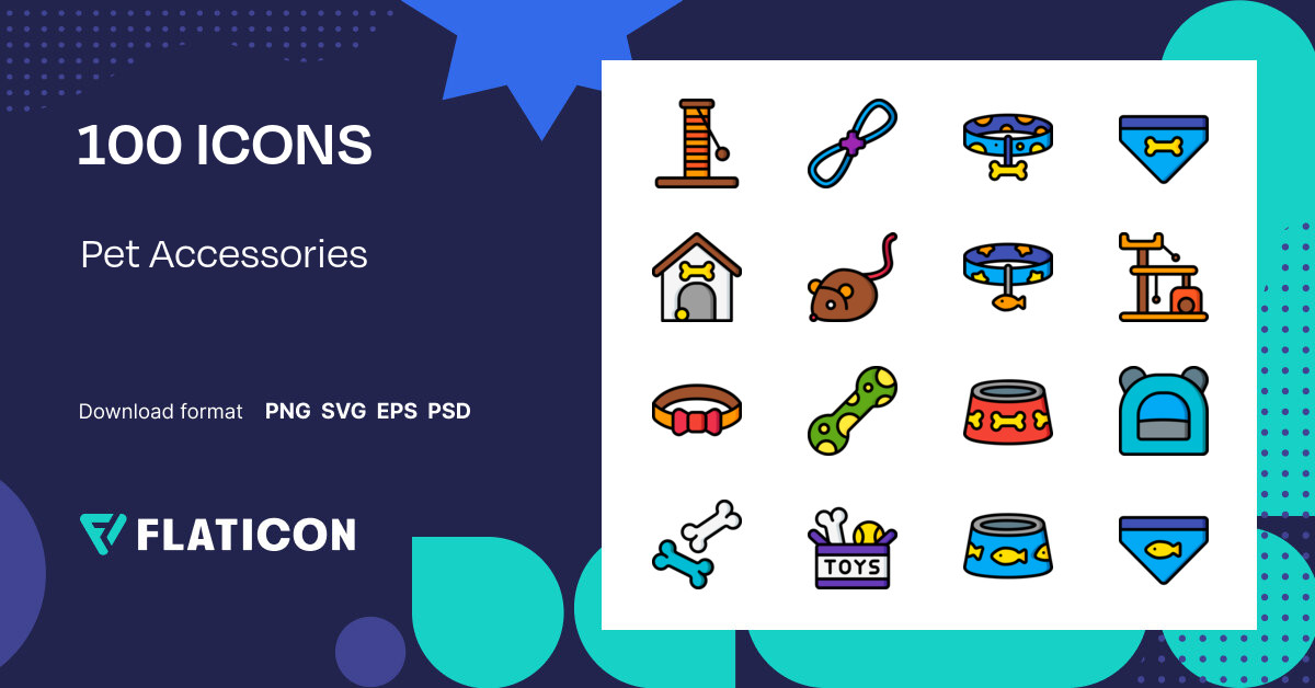 Pet Accessories Icon Pack | Lineal Color | 100 .SVG Icons