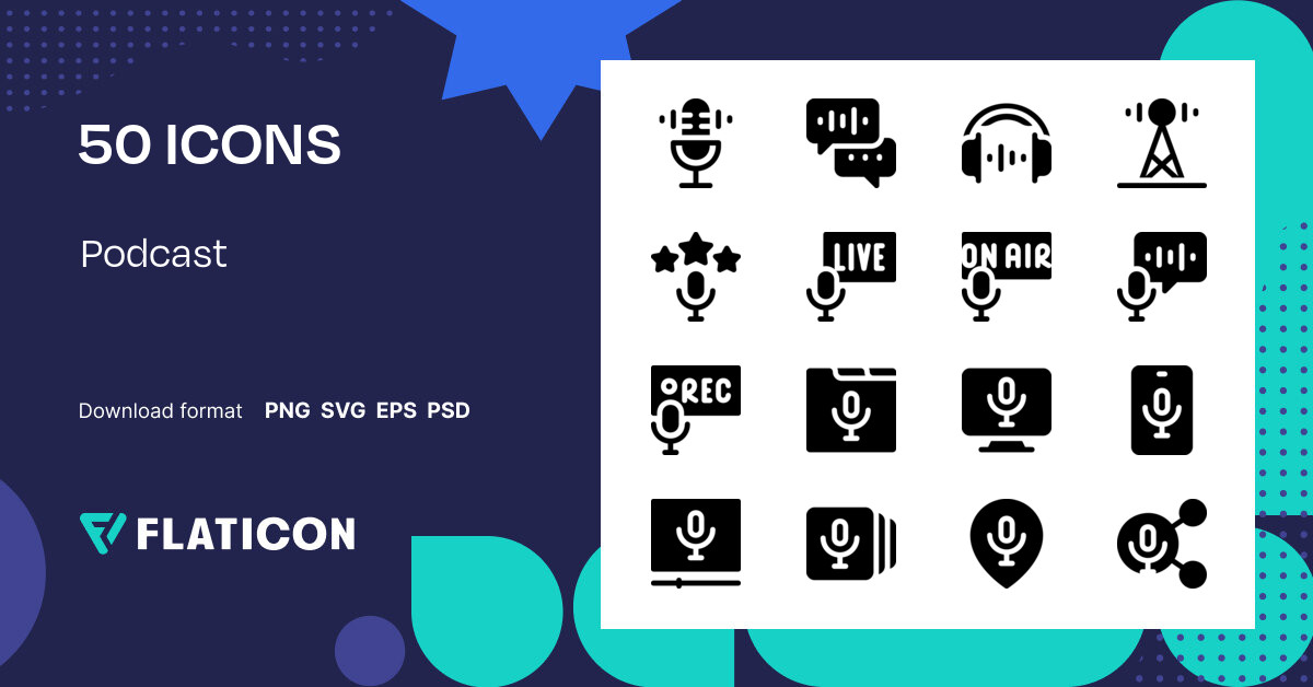 Podcast Icon Pack | Filled | 50 .SVG Icons