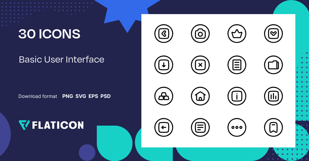 Basic User Interface Icon Pack | Basic Outline | 30 .SVG Icons