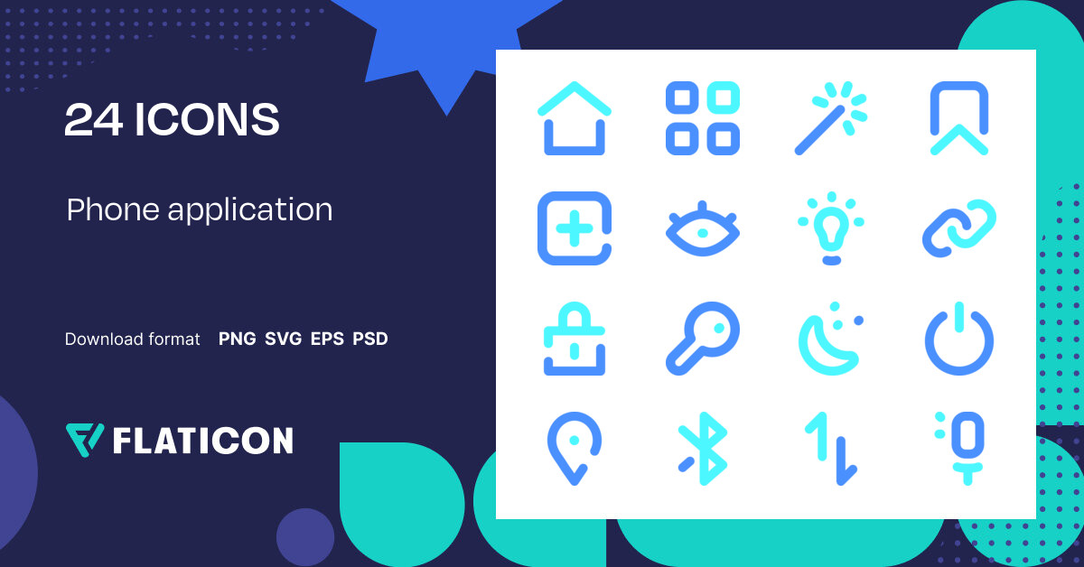 Phone application Icon Pack | Outline Color | 24 .SVG Icons