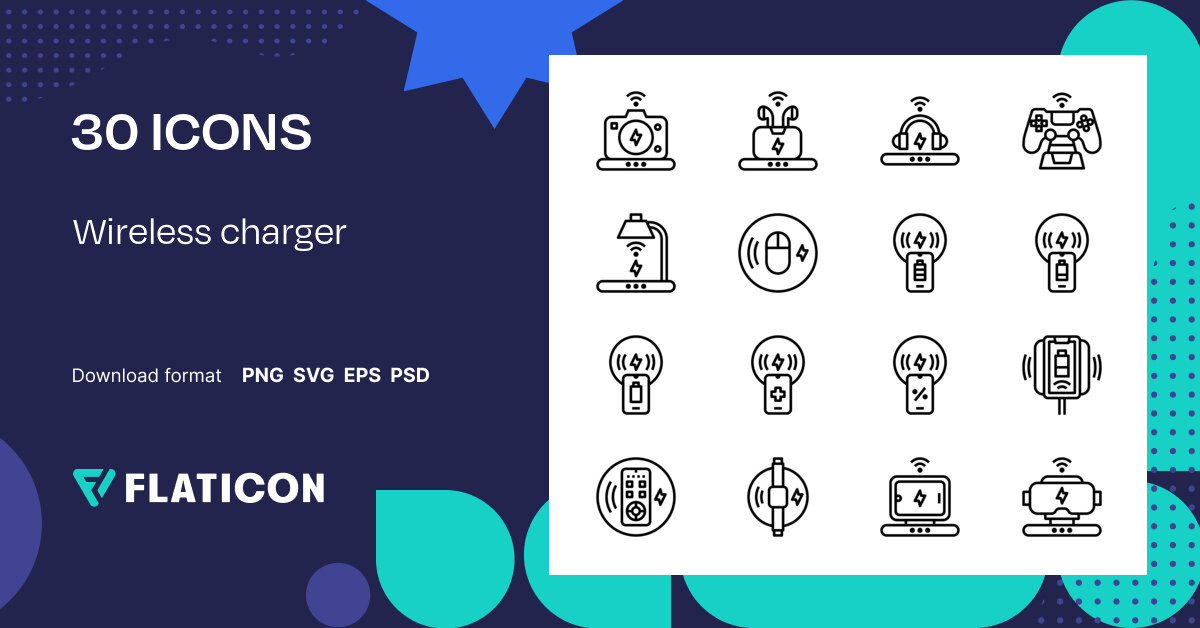 Pack d'icônes Wireless charger | Detailed Outline | Icônes .SVG 30