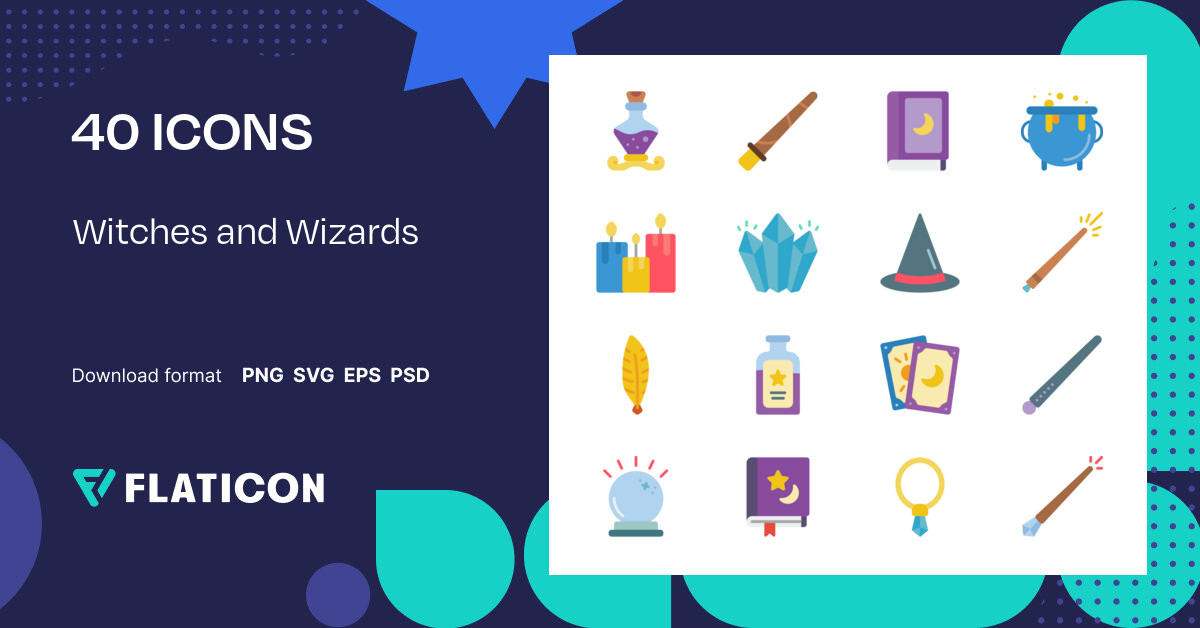 pack-de-iconos-witches-and-wizards-flat-40-iconos-svg