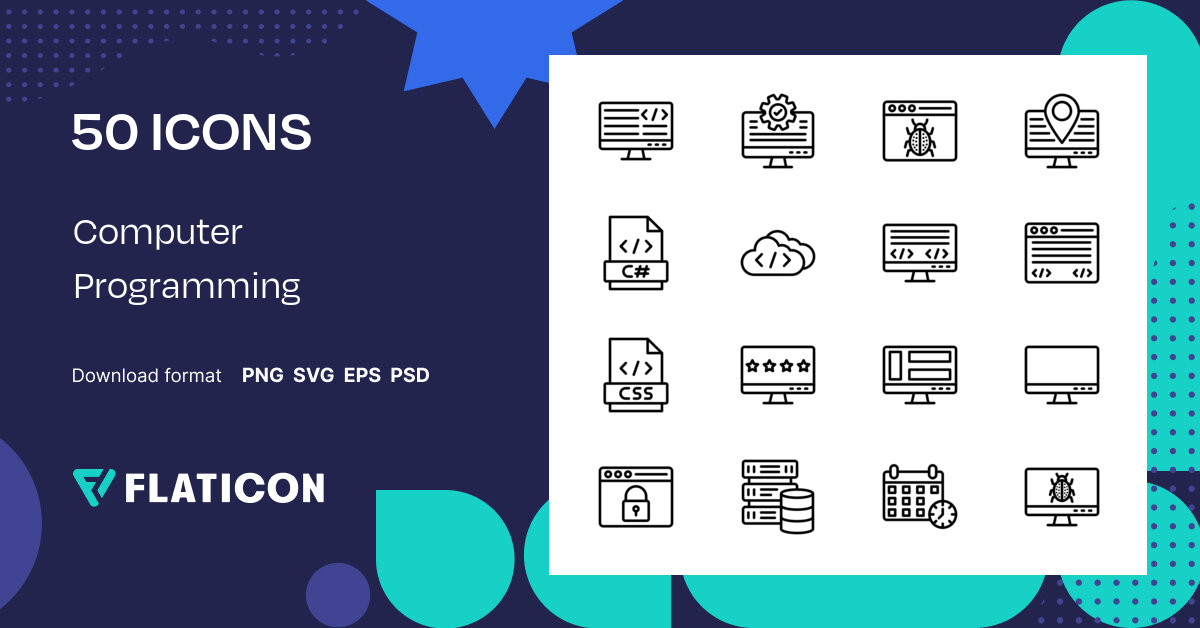Computer Programming Icon Pack | Detailed Outline | 50 .SVG Icons