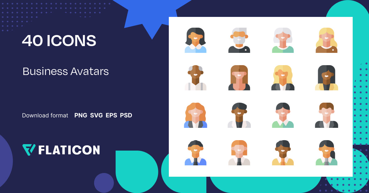 Business Avatars Icon Pack | Flat | 40 .SVG Icons