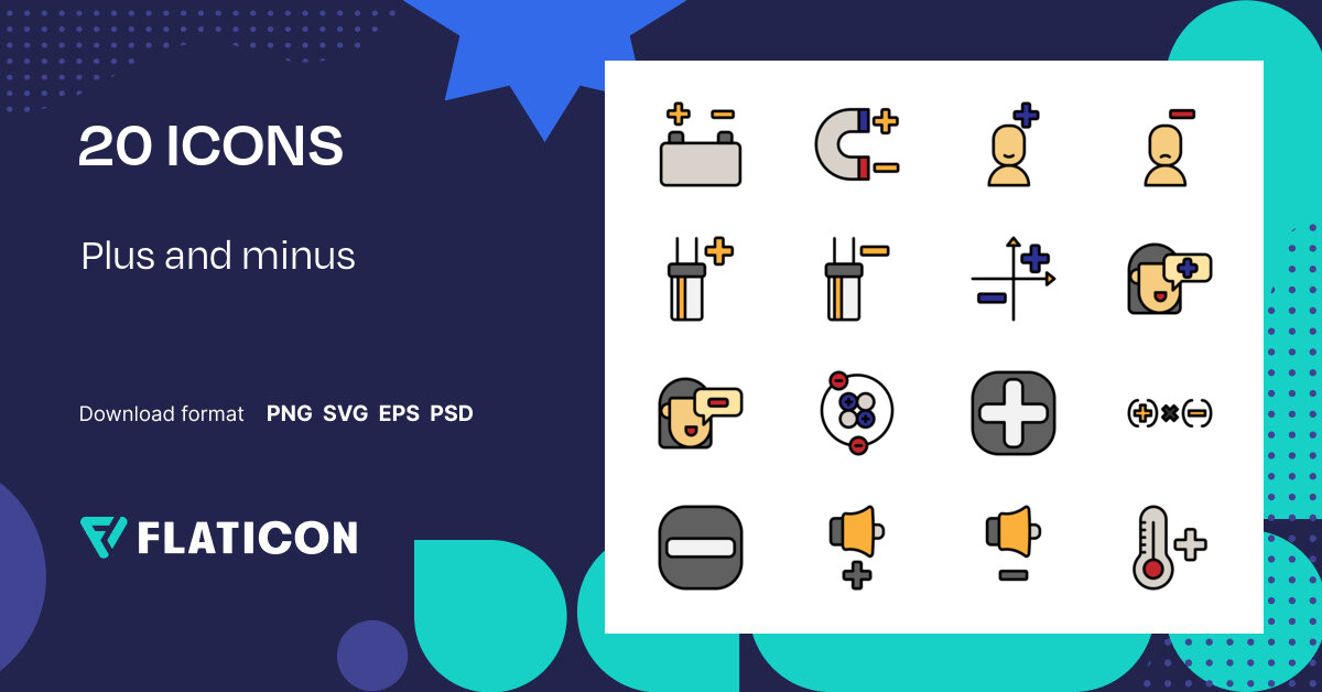 Plus and minus Icon Pack | Outline Color | 20 .SVG Icons