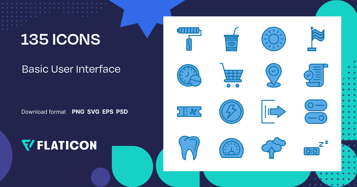 Basic User Interface Icon Pack | Blue | 135 .SVG Icons