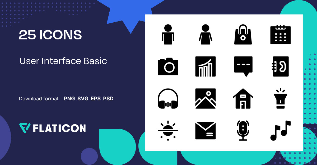 User Interface Basic Icon Pack | Glyph | 25 .SVG Icons