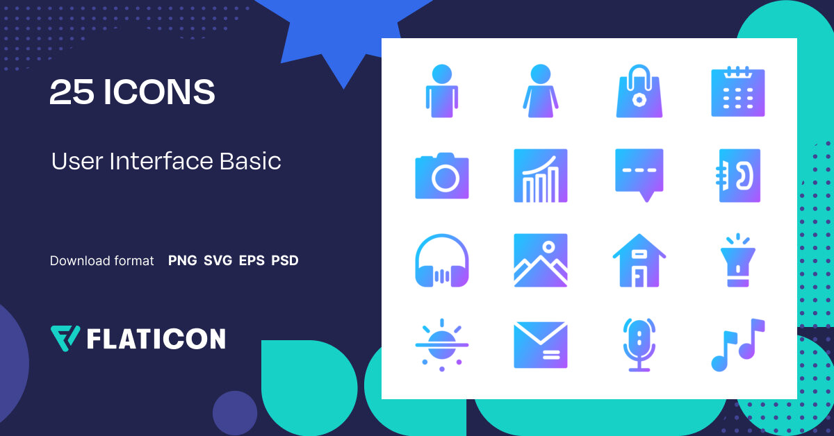 Pack de iconos User interface basic | Flat Gradient | 25 Iconos .SVG