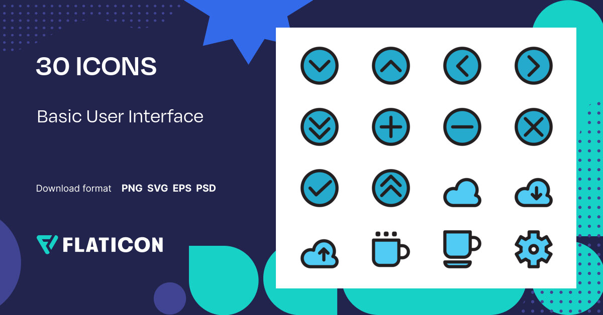 Pack de iconos Basic user interface | Outline Color | 30 Iconos .SVG