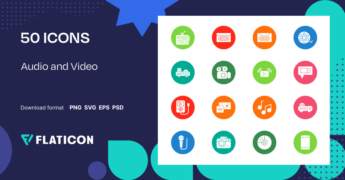 Audio and Video Icon Pack | Mixed | 50 .SVG Icons