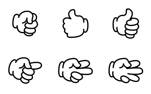 cartoon hands with gloves with different gestures