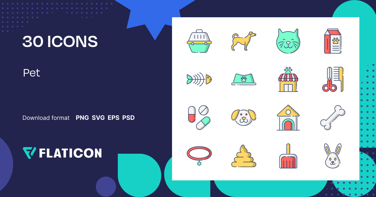 Pet Icon Pack | Outline Color | 30 .SVG Icons