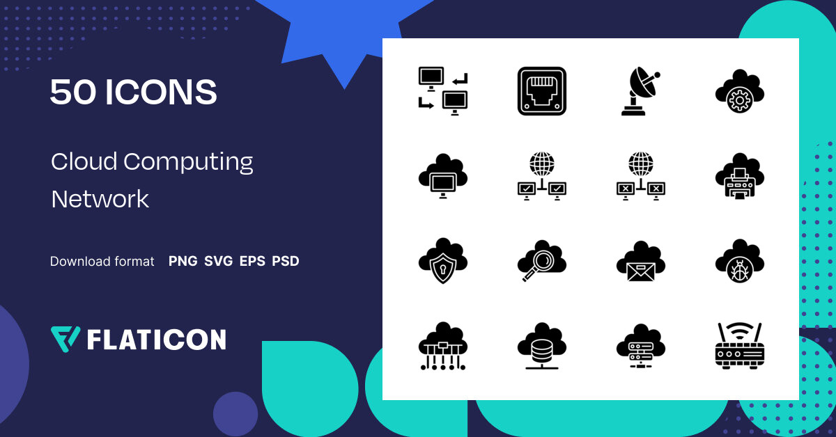 Cloud Computing Network Icon Pack | Glyph | 50 .SVG Icons