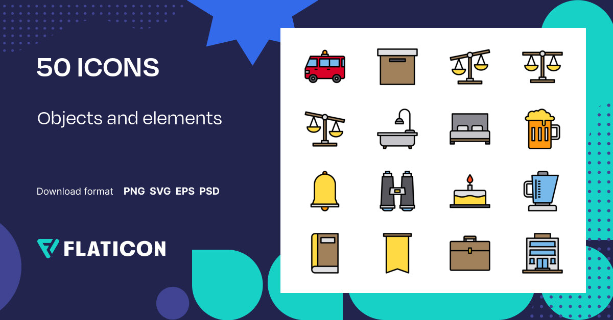 Objects and elements Icon Pack | Lineal Color | 50 .SVG Icons