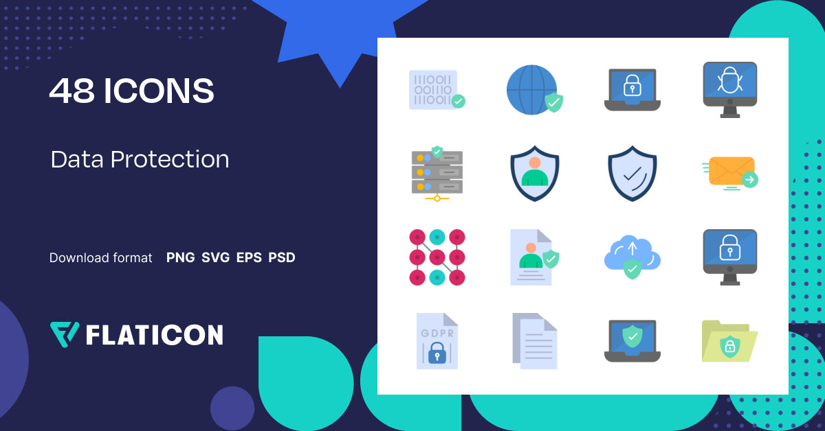 Data Protection Icon Pack | Flat | 48 .SVG Icons