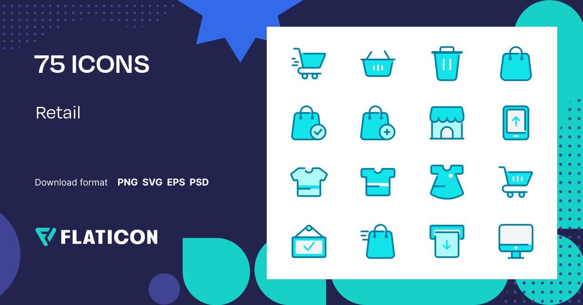 Retail Icon Pack | Blue | 75 .SVG Icons