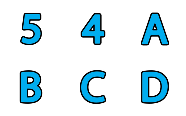 alphabet and numbers